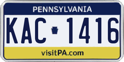 PA license plate KAC1416