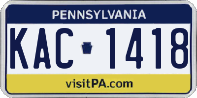 PA license plate KAC1418