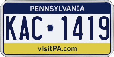 PA license plate KAC1419