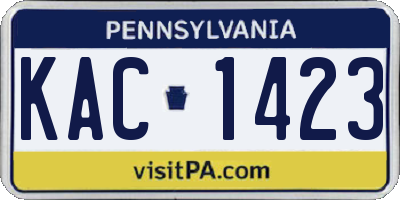 PA license plate KAC1423