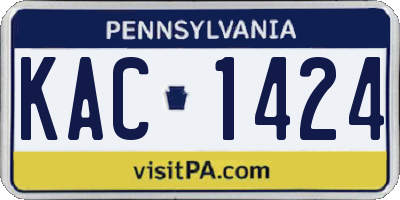 PA license plate KAC1424