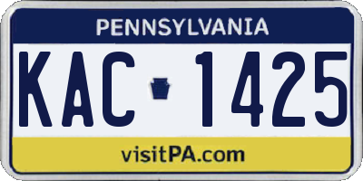PA license plate KAC1425