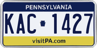 PA license plate KAC1427