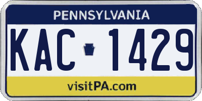 PA license plate KAC1429