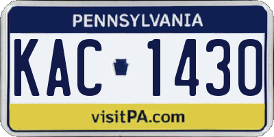 PA license plate KAC1430