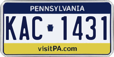 PA license plate KAC1431