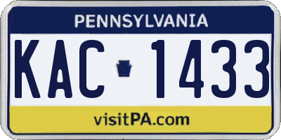PA license plate KAC1433
