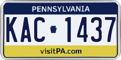 PA license plate KAC1437