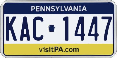 PA license plate KAC1447