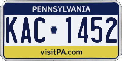 PA license plate KAC1452