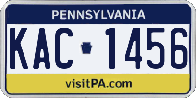 PA license plate KAC1456