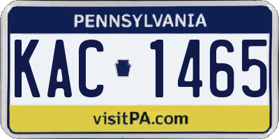 PA license plate KAC1465