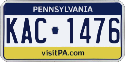 PA license plate KAC1476