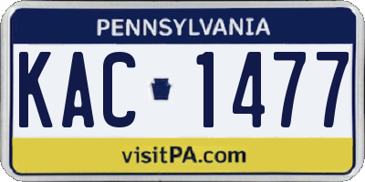 PA license plate KAC1477