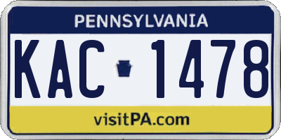 PA license plate KAC1478