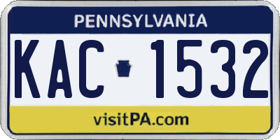 PA license plate KAC1532