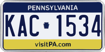 PA license plate KAC1534