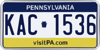 PA license plate KAC1536
