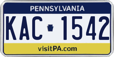 PA license plate KAC1542