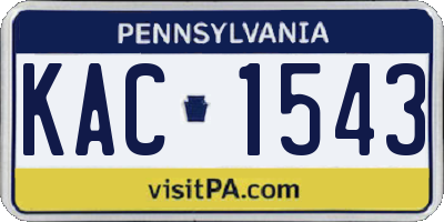 PA license plate KAC1543