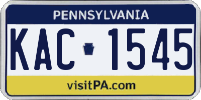 PA license plate KAC1545