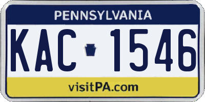 PA license plate KAC1546