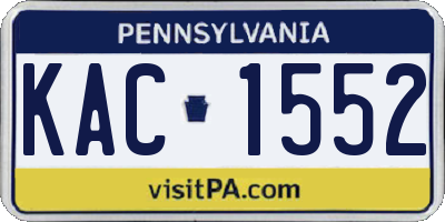 PA license plate KAC1552