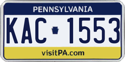 PA license plate KAC1553