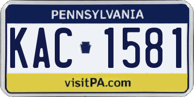 PA license plate KAC1581