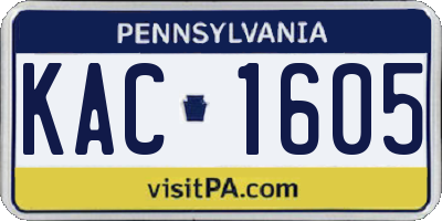 PA license plate KAC1605