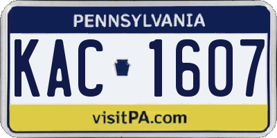 PA license plate KAC1607