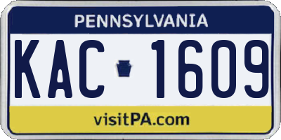 PA license plate KAC1609