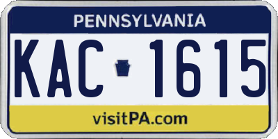 PA license plate KAC1615
