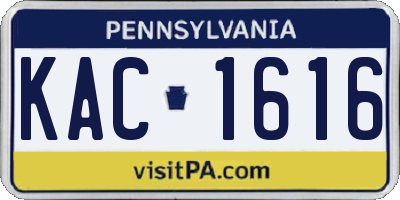 PA license plate KAC1616
