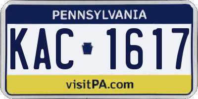 PA license plate KAC1617