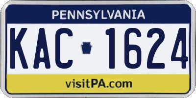 PA license plate KAC1624