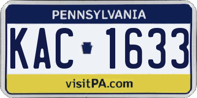 PA license plate KAC1633