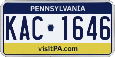 PA license plate KAC1646
