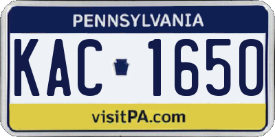 PA license plate KAC1650