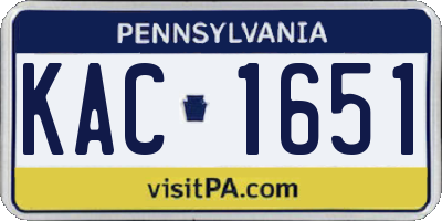 PA license plate KAC1651