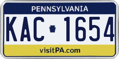 PA license plate KAC1654