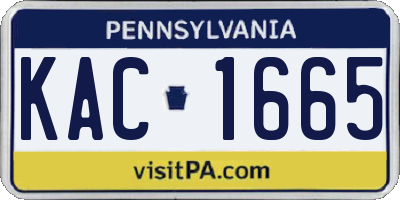 PA license plate KAC1665