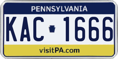 PA license plate KAC1666