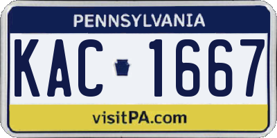 PA license plate KAC1667