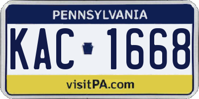 PA license plate KAC1668