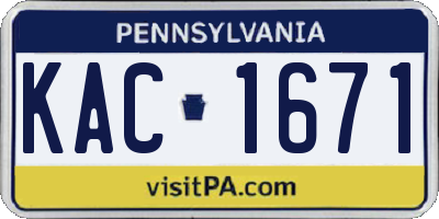 PA license plate KAC1671
