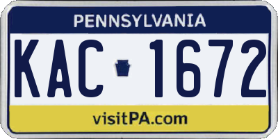 PA license plate KAC1672