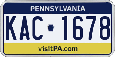 PA license plate KAC1678