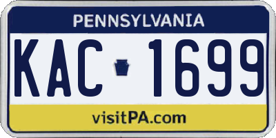 PA license plate KAC1699