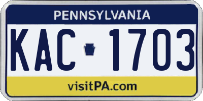 PA license plate KAC1703